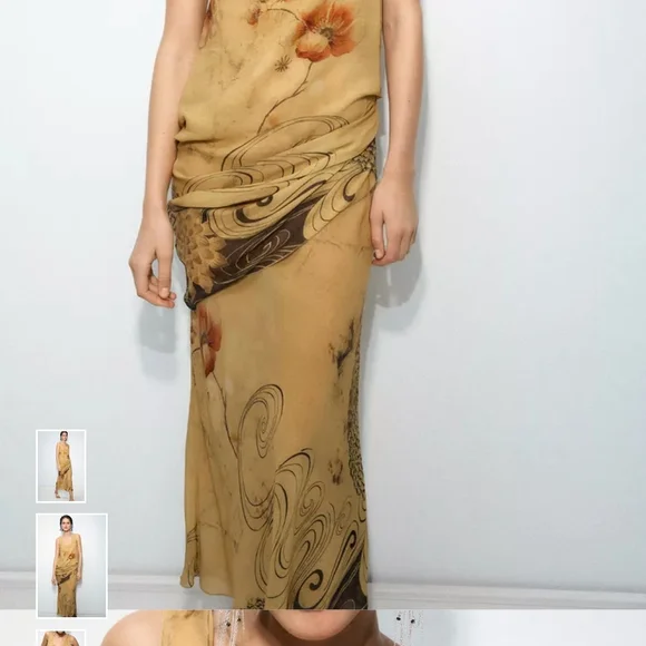 Zara Tan Floral Maxi Dress - Picture 5 of 16